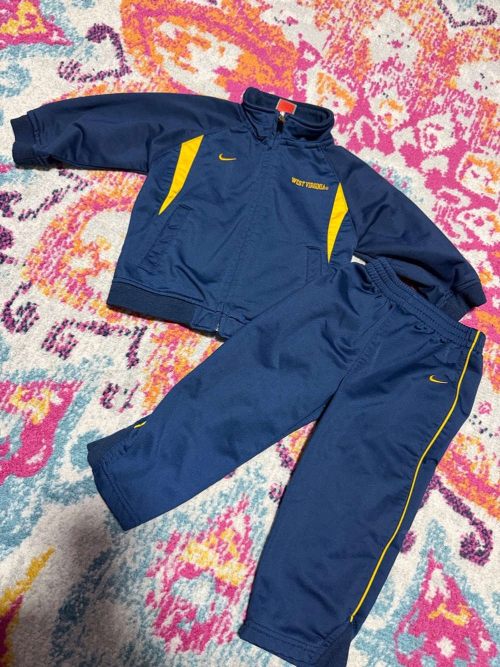 Nike West Virginia Navy & Gold Kids' Track Set
